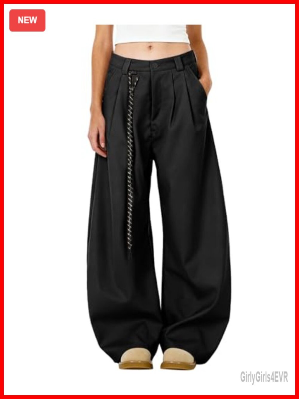 Women's Mid Rise Barrel Leg Pleated Loose Fit Wide Leg Casual Trousers